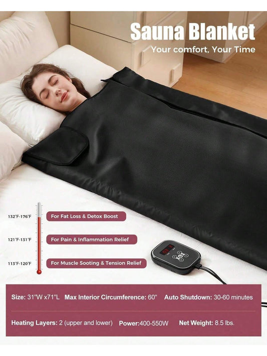 Sauna Blanket – Portable Far Sauna for Home Relaxation & Detox | 77-176°F Adjustable Temperature Range